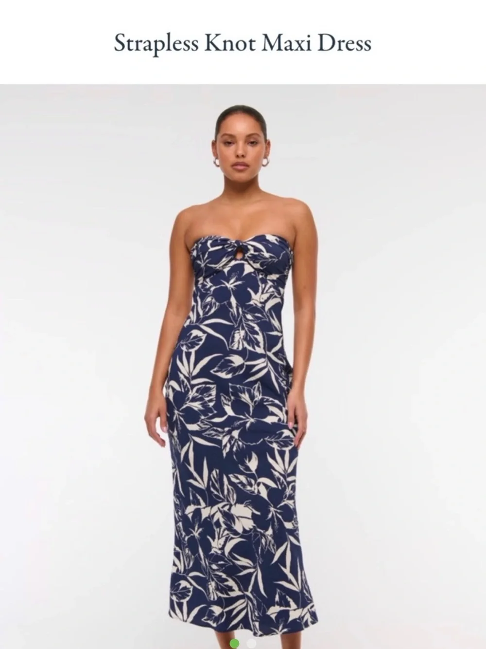 Abercrombie & Fitch Navy and Cream Strapless Floral Maxi Dress